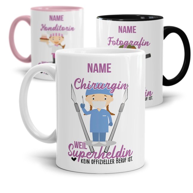 Unsere personalisierte Berufe-Tasse für Frauen mit Name bedruckt ist das perfekte Geschenk zum Geburtstag