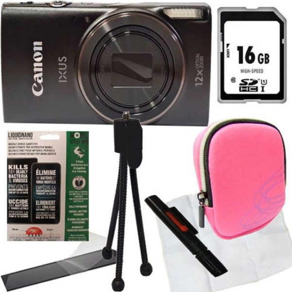 Canon Ixus 285 HS schwarz Set Angebot Tasche pink Vollformat-Digitalkamera