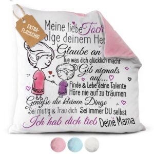 Unsere liebevoll gestalteten Flauschkissen sind das ideale Geschenk von einer Mutter an ihre Tochter. Sie stehen in drei verschiedenen flauschigen...