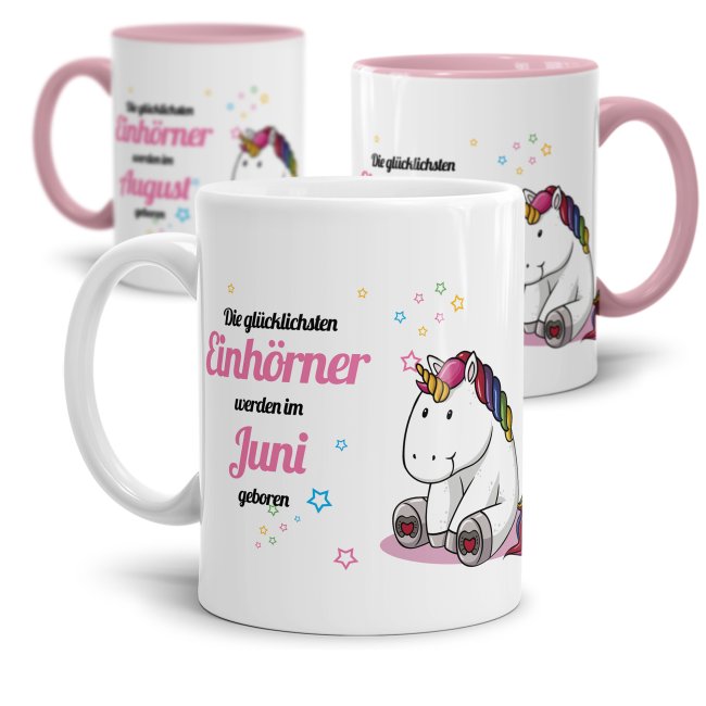 Süße Tasse mit Einhorn zum Geburtstag für glückliche Einhörner - das besondere Geburtstagsgeschenk für Einhorn-Fans. Weiße Tasse aus hochwertiger...