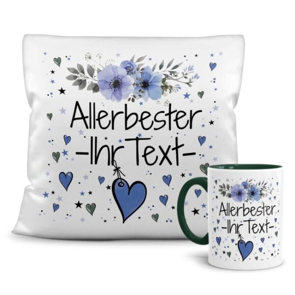 Unser liebevoll gestaltete Geschenk-Set bestehend aus einem weißen Kissen und unserer hochwertigen grünen Tasse mit schönem Blumenmotiv ist das...