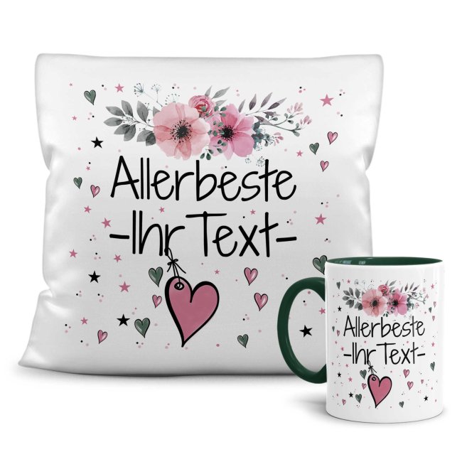 Unser liebevoll gestaltete Geschenk-Set bestehend aus einem weißen Kissen und unserer hochwertigen grünen Tasse mit schönem Blumenmotiv ist das...