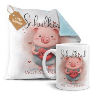 Du bist auf der Suche nach einem passenden Geschenk zur Einschulung? Dann liegst du mit diesem Geschenk-Set bedruckt mit süßem Tiermotiv -- genau...