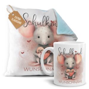 Du bist auf der Suche nach einem passenden Geschenk zur Einschulung? Dann liegst du mit diesem Geschenk-Set bedruckt mit süßem Tiermotiv -Ferkel-...