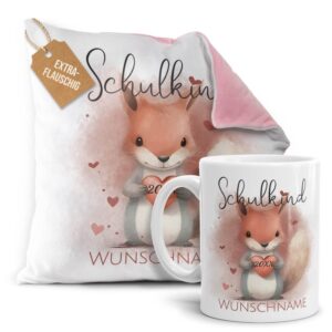 Du bist auf der Suche nach einem passenden Geschenk zur Einschulung? Dann liegst du mit diesem Geschenk-Set bedruckt mit süßem Tiermotiv...