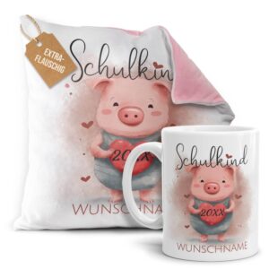 Du bist auf der Suche nach einem passenden Geschenk zur Einschulung? Dann liegst du mit diesem Geschenk-Set bedruckt mit süßem Tiermotiv -Ferkel-...