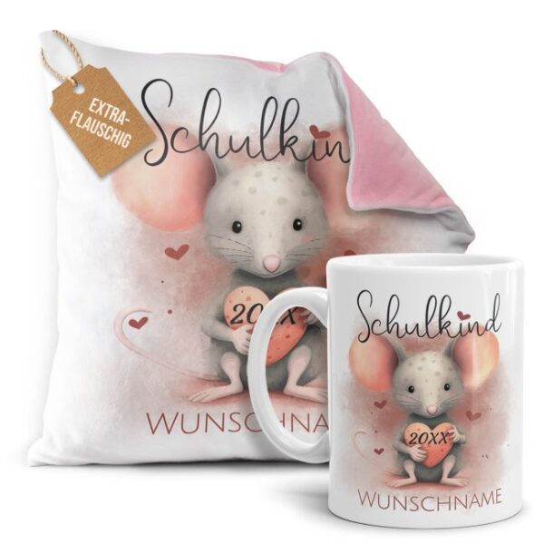 Du bist auf der Suche nach einem passenden Geschenk zur Einschulung? Dann liegst du mit diesem Geschenk-Set bedruckt mit süßem Tiermotiv -Maus-...