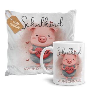 Du bist auf der Suche nach einem passenden Geschenk zur Einschulung? Dann liegst du mit diesem Geschenk-Set bedruckt mit süßem Tiermotiv -Ferkel-...