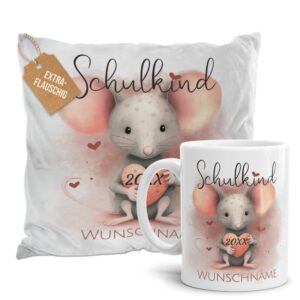 Du bist auf der Suche nach einem passenden Geschenk zur Einschulung? Dann liegst du mit diesem Geschenk-Set bedruckt mit süßem Tiermotiv -Maus-...