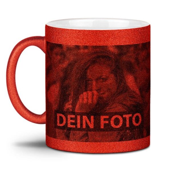 Ein bisschen Glitzer zum Frühstück gefällig? Unsere rote Tasse mit Glitzereffekt bringt Glamour in den Tag. Mit dem richtigen Spruch bedruckt oder...