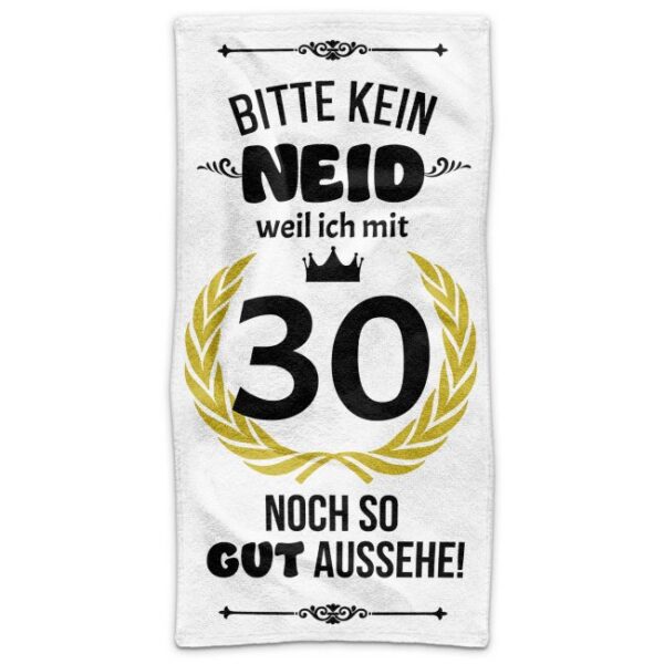 Du suchst ein praktisches und persönliches Geschenk zum 30. Geburtstag? Ein bedrucktes Geburtstags-Handtuch mit lustigem Spruch ist da genau das...