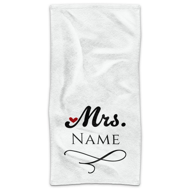 Eine praktische und individuelle Geschenkidee zum Hochzeitstag ist dieses personalisierbare Handtuch mit dem Aufdruck Mrs." in der Größe 100 x 50..."