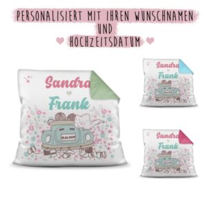 Schöne Kissen zur Hochzeit in verschiedenen Farben personalisierbar mit Deinen Wunschnamen für alle frisch gebackenen Brautpaare - liebevoll...