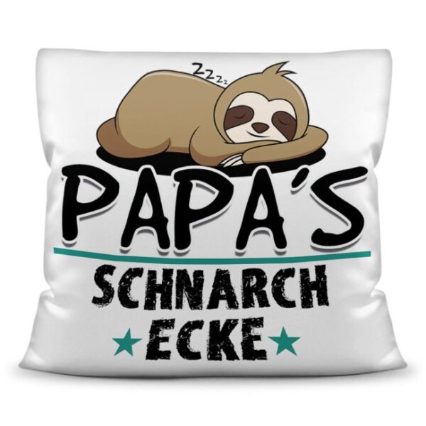 Lustiges Papa-Kissen zum Kuscheln mit Spruch - Papas Schnarchecke - in verschiedenen Farben und Materialien. Hochwertige Kissenhülle mit...