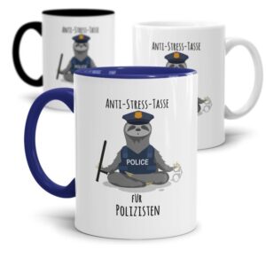 Polizei Tasse bedruckt mit lustigem Spruch - Antistresstasse für Polizisten - das besondere Geschenk für eine Polizistin oder einen Polizisten im...