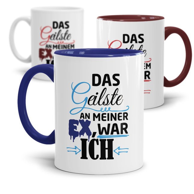 Lustige Tasse mit Spruch zur Trennung - kleine Aufmunterung für alle Trennungsgeschädigten. Ein aufbauendes Geschenk für Freunde