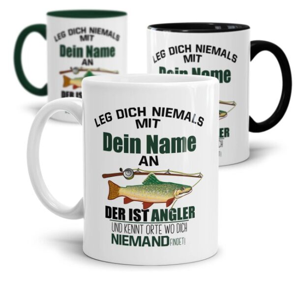 Lustige Tasse für Angler mit witzigem Spruch - Ich bin Angler - Besondere Kaffeetasse personalisiert mit Wunschname aus hochwertiger Keramik....