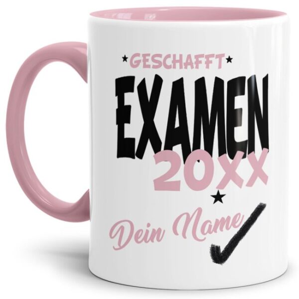 Tasse aus hochwertiger Keramik als Geschenk zum Studienabschluss - Examen geschafft - personalisierbar mit der Jahreszahl und dem Namen des...