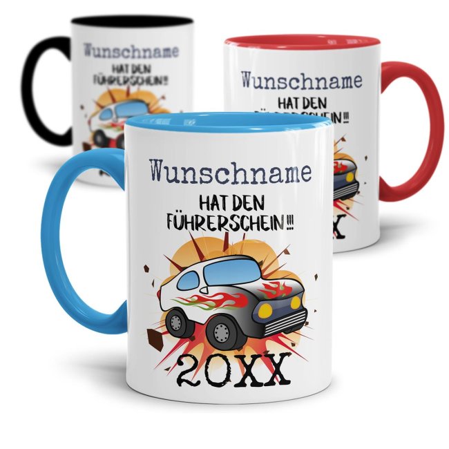 Farbenfroh gestaltete Tasse mit Spruch als Geschenk zum Führerschein für beste Freunde und Familienmitglieder. Die lustige Keramiktasse als...