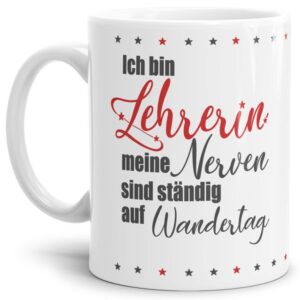 Diese Spruchtasse ist das perfekte Geschenk für die Lehrerin zum Abschied oder zum Schulwechsel. Verschenke die hochwertige Keramiktasse mit Spruch...