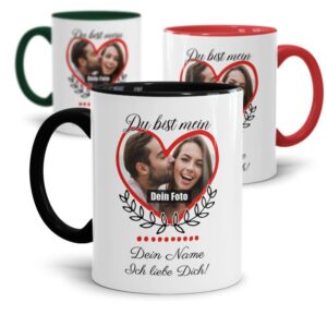 Besondere Tasse mit Foto im Herzrahmen für alle Lieblingsmenschen. Persönliches Geschenk für den Mann oder die Frau mit individueller...