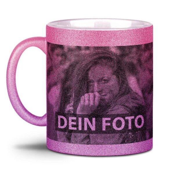 Ein bisschen Glitzer zum Frühstück? Dann ist unsere hochwertige Glitzer Keramiktasse mit Verlauf Rosa-Pink genau die richtige Wahl. Hier kannst du...