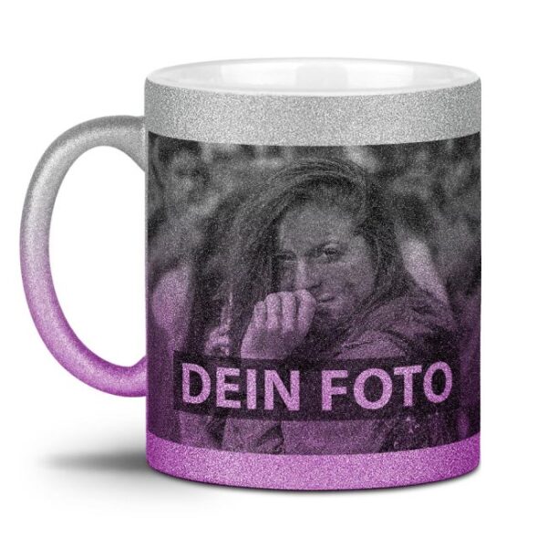 Ein bisschen Glitzer zum Frühstück? Dann ist unsere hochwertige Glitzer Keramiktasse mit Verlauf Silber-Pink genau die richtige Wahl. Hier kannst...