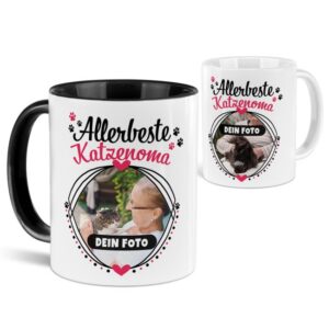 Hier kannst du eine süße Tasse mit dem Lieblingsfoto deines Vierbeiners ganz einfach selbst gestalten. Das ideale Geschenk für Katzenoma