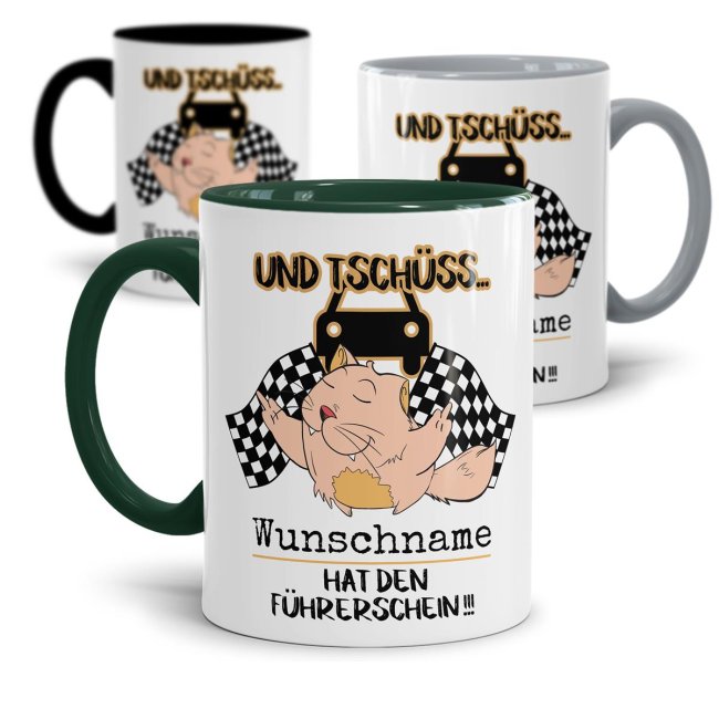 Lustiger Kaffeebecher mit Spruch als Geschenk zur bestandenen Fahrschulprüfung für beste Freunde und Familienmitglieder. Die Kaffeetasse aus...