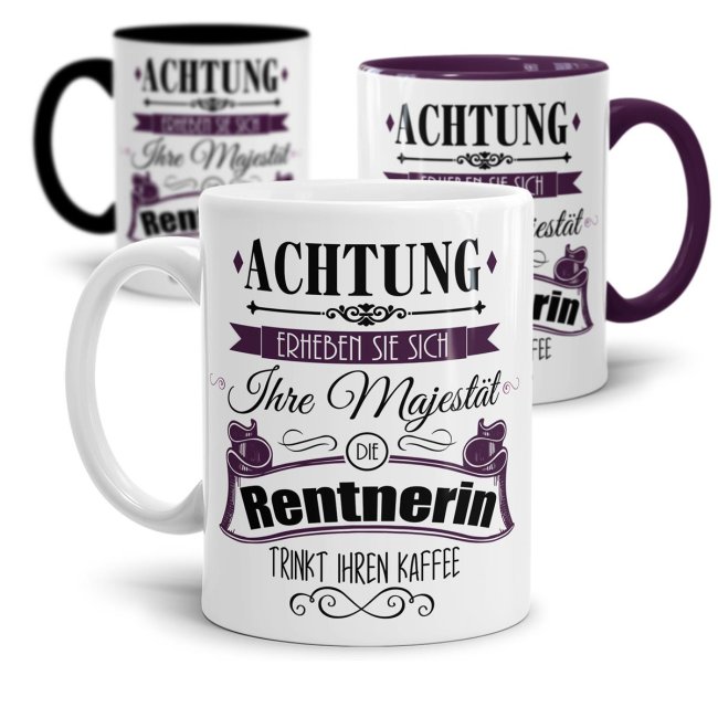 Tasse mit lustigem Rentenspruch als Geschenk für zukünftige Rentnerinnen - ein besonderes Geschenk zum Abschied für die Kollegin und Freundinnen