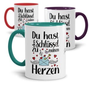 Du hast den Schlüssel zu meinem Herzen - das klingt einfach toll und sagt einfach alles - über dieses liebevoll gestaltete Tasse aus hochwertiger...