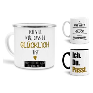 Edel designte Motivtassen mit poetischen Sprüchen zum Thema Liebe - Tassen mit kleinen positiven Liebes-Sprüchen machen die Kaffeepause zu etwas...