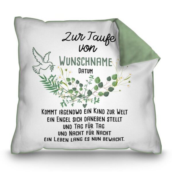 Liebevoll gestaltetes Taufkissen - Kommt ein Kind zur Welt - als persönliches Taufgeschenk für das Patenkind. Personalisiert mit dem Namen des...