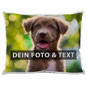 Du benötigst für dein Hundebett noch das passende Ersatzkissen? Voila! Gestalte das Kissen mit dem schönsten Foto deines Hundes und füge zusätzlich...