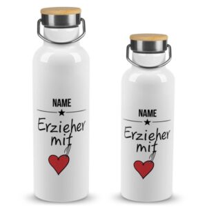 Hochwertige Trinkflasche personalisieren als Abschiedsgeschenk für Erzieher mit Herz- ein individuelles und praktisches Geschenk für Erzieher