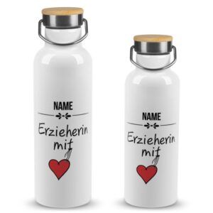 Hochwertige Trinkflasche personalisieren als Abschiedsgeschenk für Erzieherin mit Herz - ein individuelles und praktisches Geschenk für die...