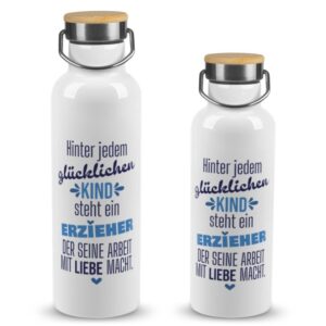 Hochwertige Trinkflasche personalisieren als Abschiedsgeschenk für Erzieher mit schönem Spruch und Name- ein individuelles und praktisches Geschenk...