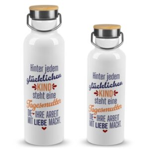 Hochwertige Trinkflasche personalisieren als Abschiedsgeschenk für die Tagesmutter mit schönem Spruch und Name - ein individuelles und praktisches...