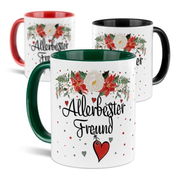 Liebevoll gestaltete Weihnachtstasse für Deinen Freund als hübsche Geschenkidee für die Adventszeit. Perfekt für Kaffee