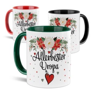 Liebevoll gestaltete Weihnachtstasse für Deinen Uropa als hübsche Geschenkidee für die Adventszeit. Perfekt für Kaffee