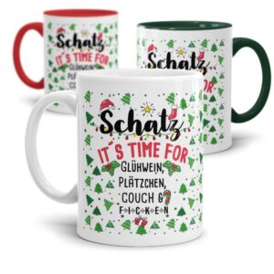 Freche Glühweintasse mit lustigem Spruch für Deinen Schatz - It's time for Glühwein