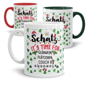 Glühweintasse mit süßem Spruch für Deinen Schatz - It's time for Glühwein