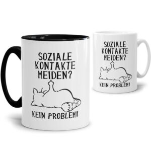 Unser frecher Nö-Kater pfeift auf soziale Kontakte und das nicht nur im Lockdown! Lustige Kaffeebecher für Freunde und Kollegen mit Humor